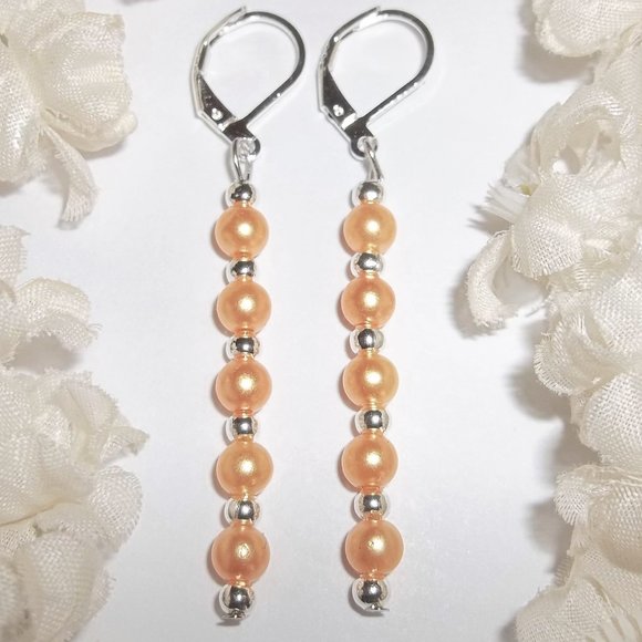 wvluckygirl | Jewelry | Earring Long Orange Earring Orange Pearl ...
